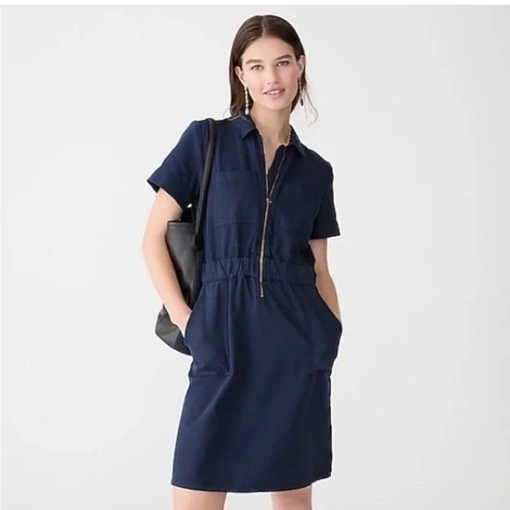 J. Crew zip front chino dress in navy